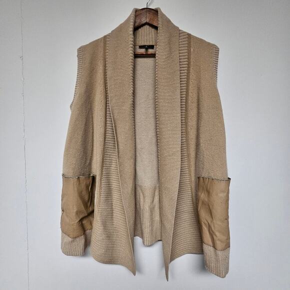 LaFayette 148 Tan Wool Lagenlook Oversized Cardigan Size Small Layering Cozy - Picture 2 of 7